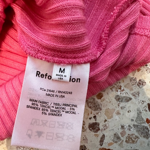 Reformation Pink Ribbed Button-Up Top - Picture 4 of 5